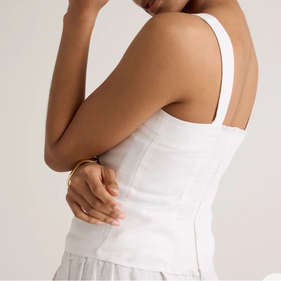 QUINCE 100% EUROPEAN LINEN FITTED TANK WHITE - M - Picture 2 of 6